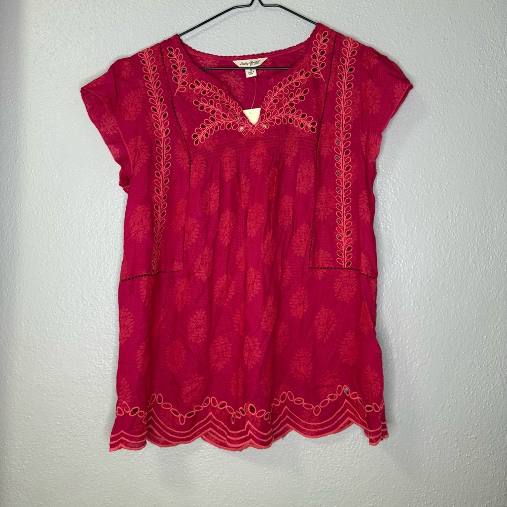 Lucky Brand Red Embellished Blouse